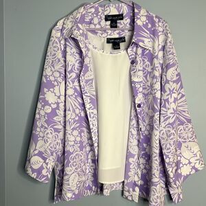 Susan Graver Purple Floral Blouse Set Woman’s 2X